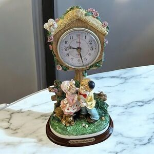 Vintage 90’s Cottagecore Clock Figurine Romantic Rustic Country Love Nostalgia